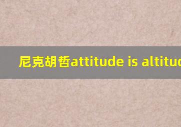 尼克胡哲attitude is altitude